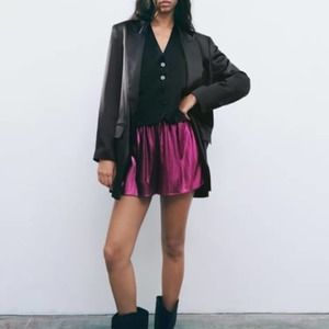 Zara Pink Satin Women Shorts
